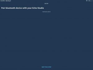 Screenshot of the Alexa app on iPadOS, displaying the -Pair Bluetooth device with your Echo Studio- page. How to Use Echo Studio as Bluetooth Speaker.