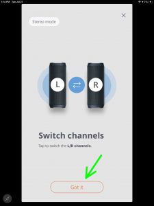 Displaying the -Switch Channels- page, highlighting the -Got It- button.
