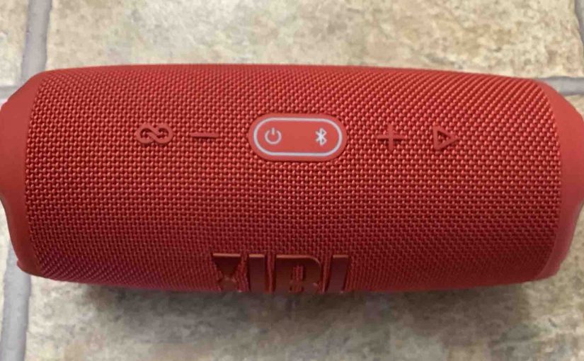 Top front view of the JBL Charge 5 Bluetooth speaker.