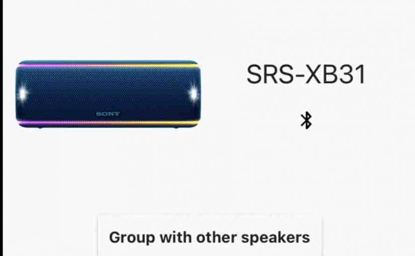 Screenshot of the Home page for the Sony SRS XB31 speaker in the Sony Music Center app.