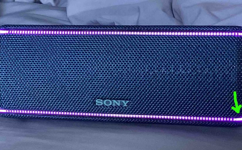 Picture of the glowing party light bars on the Sony SRS XB31 speaker.