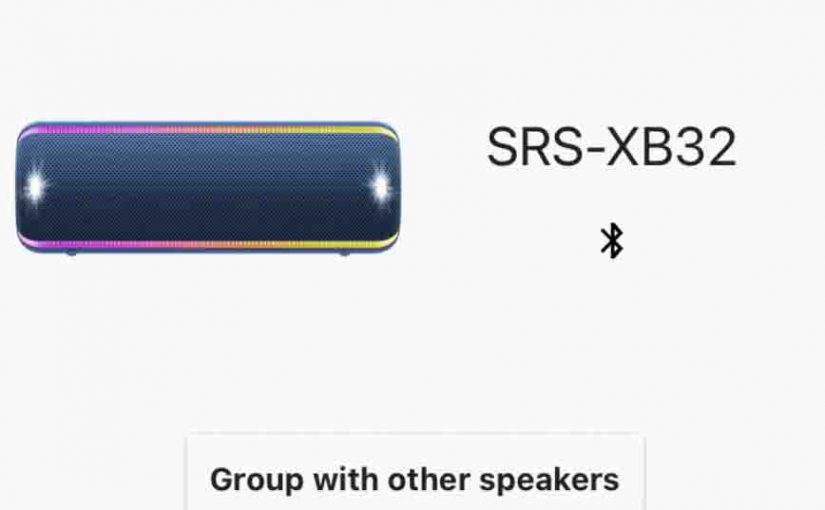 Screenshot of the Home page for the Sony SRS XB32 speaker in the Music Center app.