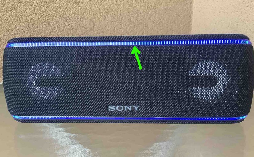 Picture of the glowing party light bars on the Sony SRS XB41 speaker.