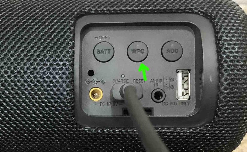 Picture of the WPC button on the Sony SRS XB41 speaker.