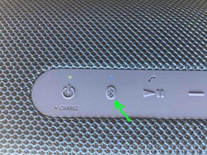 The -Pairing- button on the Sony SRS XB43 Bluetooth speaker.