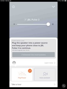Screenshot of the Plug Speaker In screen.