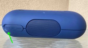 Picture of the closed port door on the Sony SRS XB20 speaker.