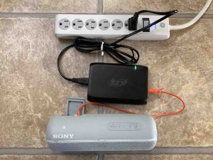 Picture of the Sony XB22, connected and charging.