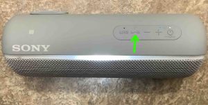 Picture of the Play-Pause button. Sony SRS XB22 Buttons Explained.
