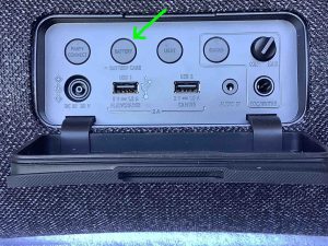 Picture of the Battery-Battery Care button on the Sony SRS XG500 boombox speaker.