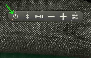 Picture of the -Power- button on the Sony SRS XG500.