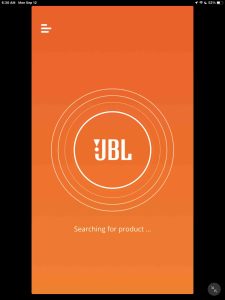 Screenshot of the JBL Portable app on iPadOS, displaying its Searching for Product page.