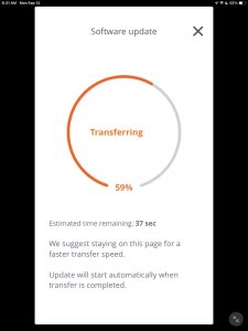 Screenshot of the -Software Update-Transferring- page, at 59 percent done.