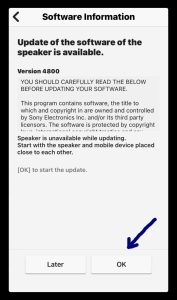 Screenshot of the software information page for version 4800 of the Sony XB43 software.