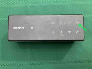 Picture of the Power button on the Sony X3 speaker.