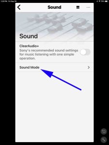Screenshot of the Sound Mode item on the speaker's Sound page.