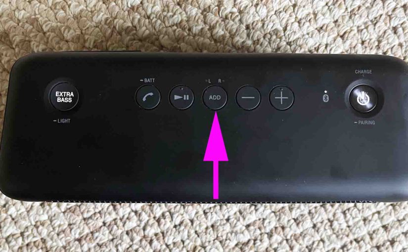 Picture of the ADD button on the Sony SRS XB30 speaker.