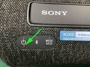 Picture of the orange CHARGE indicator light on the Sony SRS XG300 speaker.