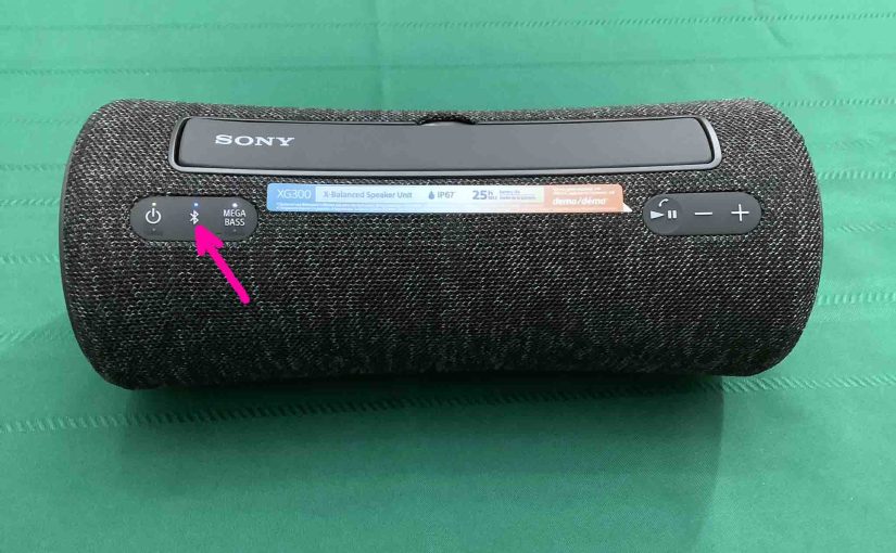 Picture of the Bluetooth pairing / discovery button on the Sony SRS XG300 speaker.