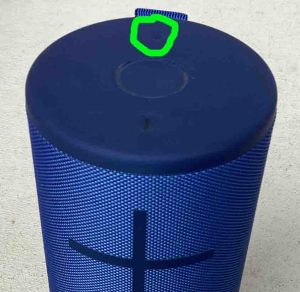 Picture of the Bluetooth Pairing button on the top of the UE Megaboom 3 speaker.