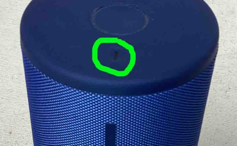 Picture of the Power button on the UE Megaboom 3 speaker.