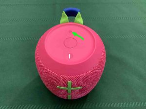 Picture of the top of the Wonderboom 3 and its dark Bluetooth button.