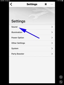 Screenshot of the Sound item on the Settings page.