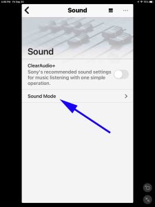 Screenshot of the Sound Mode item on the Sound page.
