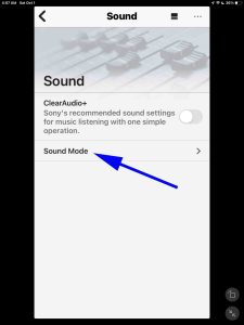 Screenshot of the Sound Mode item on the Sound page.